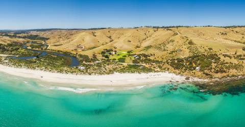 Luftfoto af Snelling Beach. Kangaroo Island, South Australia, Australien