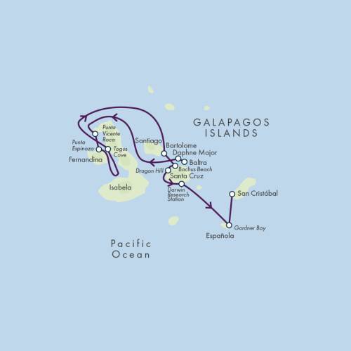 Evolution route map in the Galapagos