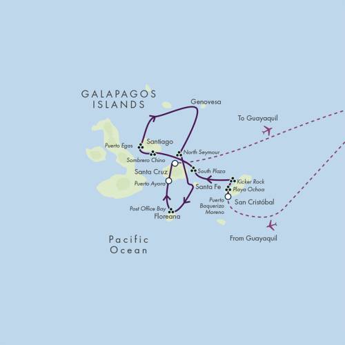 Evolution route map in the Galapagos