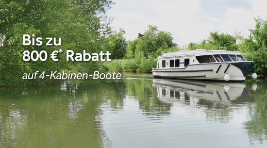 Bis zu 800 € Rabatt auf 4-Kabinen Boote