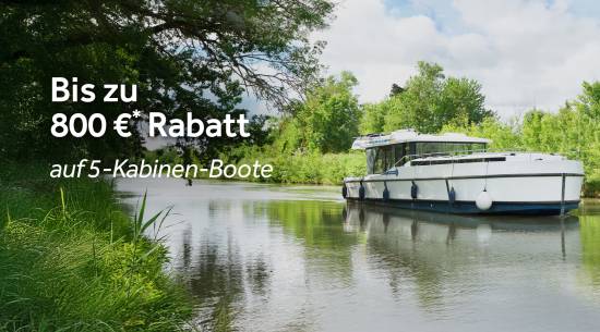 Bis zu 800 € Rabatt auf 5-Kabinen Boote