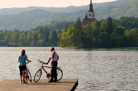 Cycling in Lake Bled