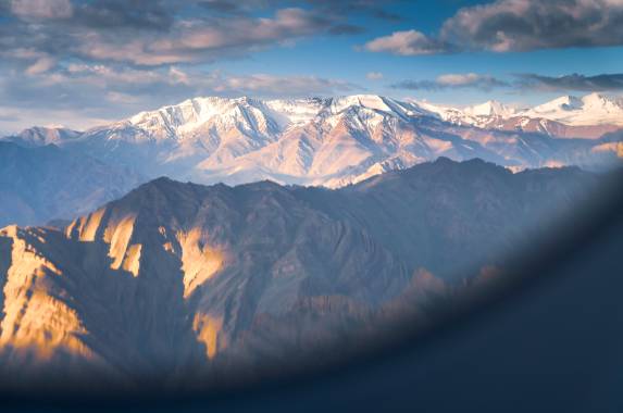 Himalayan mountain range from above ladakh