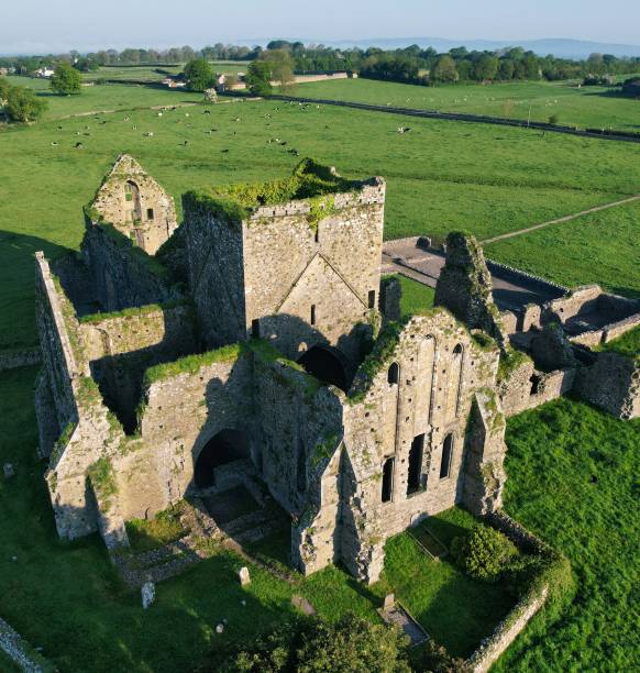 Aerial view of Hore Abbey, a ruined Cistercian monastery near the Rock of Cashel, County Tipperary, Republic of Ireland