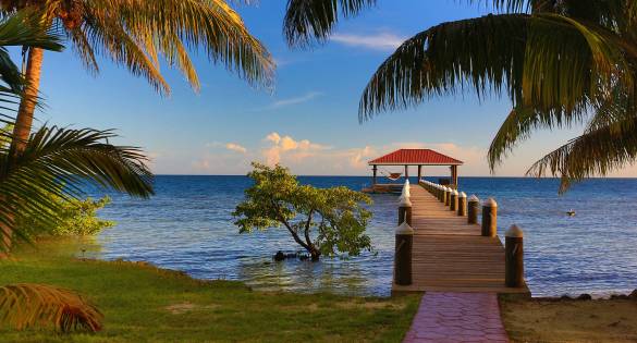 Dock view of Belize waterfront