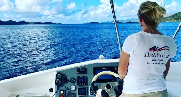Chef Rosie at the helm in the BVI