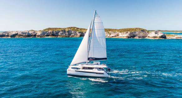 Moorings 5000 sailing in the Exumas, Bahamas