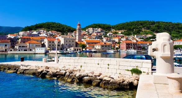 Pučišća Town Waterfront View in Croatia