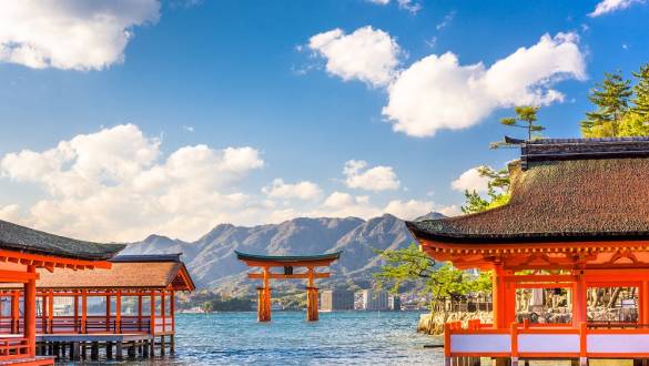 Centuries-old Itsukushima shrine on Miyajima island in Japan