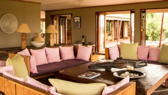 The lounge area at Sayari Camp in the Serengeti, Tanzania