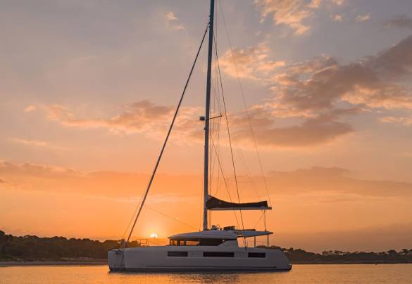 Sunsail 505 Catamaran with sunset