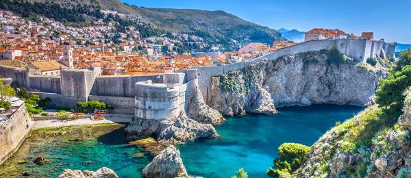 Aerial view at famous european travel destination in Croatia, Dubrovnik old town