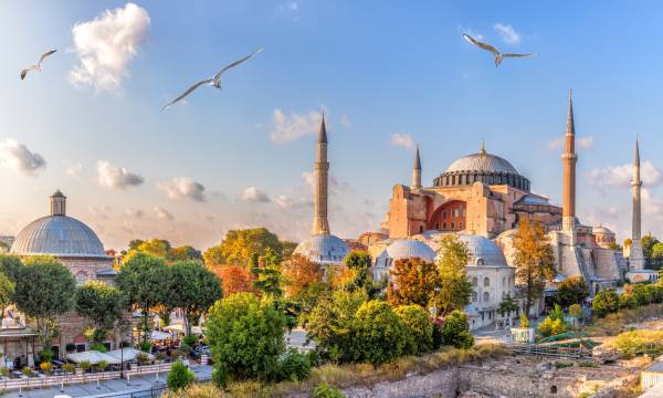 Beautiful view on Hagia Sophia in Istanbul, Turkey