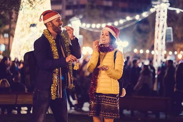 Eating grapes at the Christmas markets in Spain