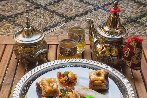 teapot and pastries