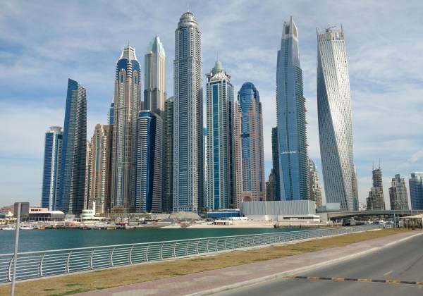 a tall building in a city