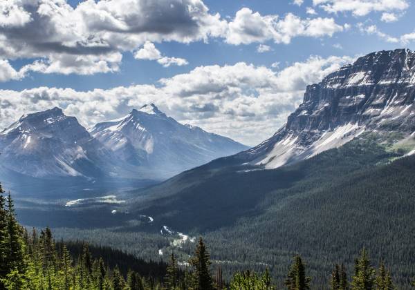 a view of a snow covered mountain