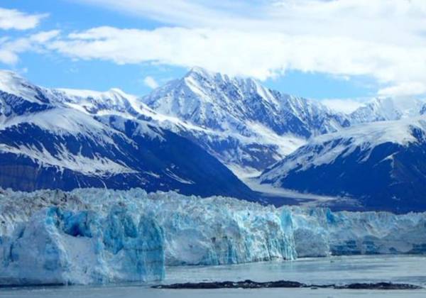 a view of a snow covered mountain