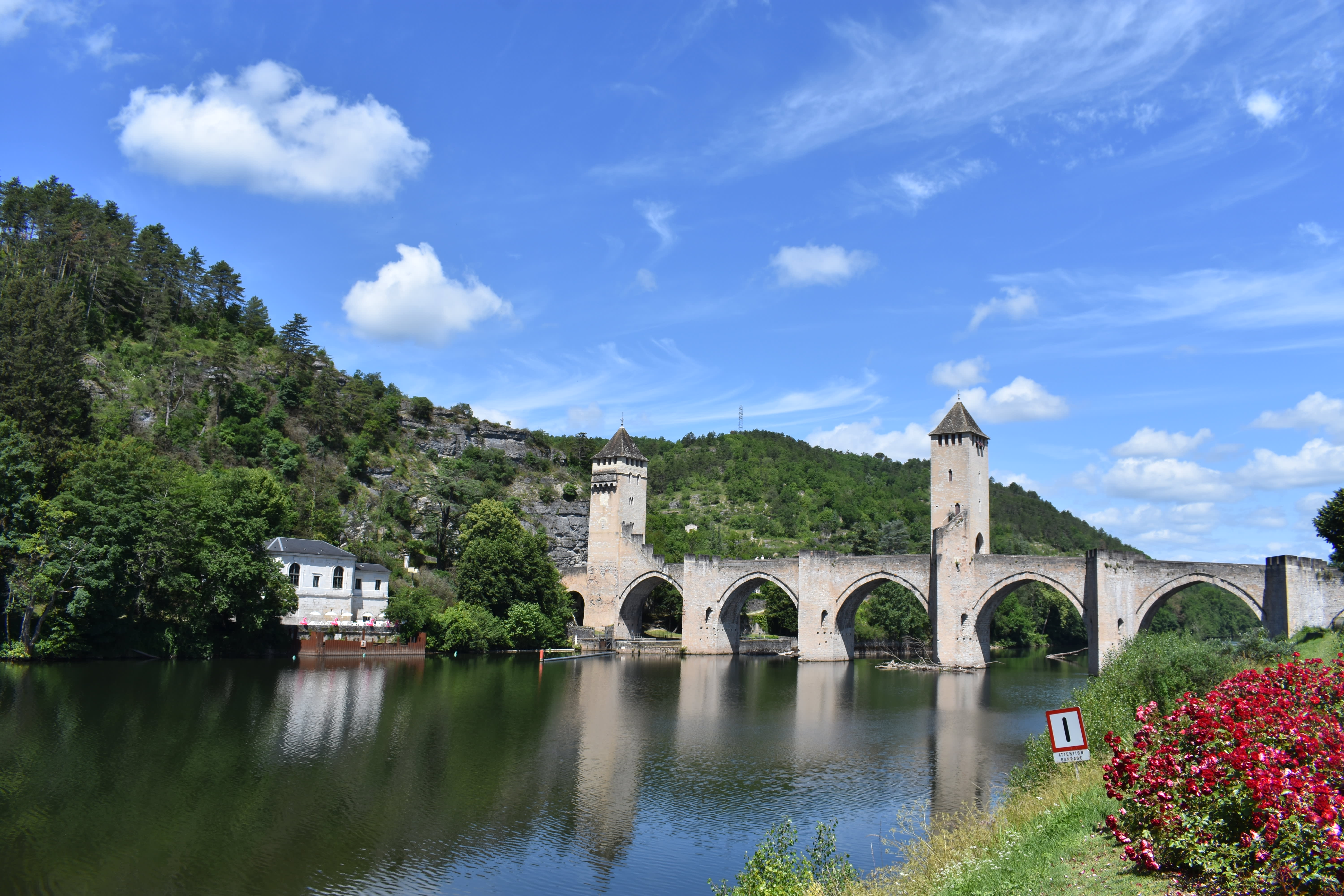Lot river and bridge in France