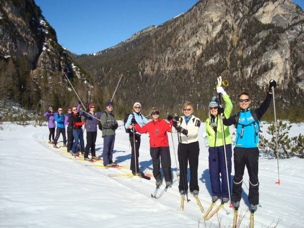 Cross-country skiing in the Dolomites