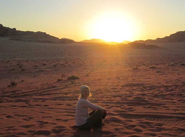 sunset in wadi rum