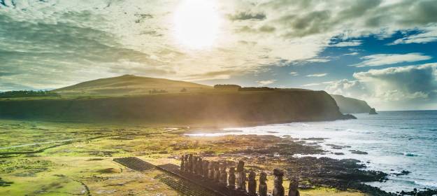 Moai, aerial view, Easter Island