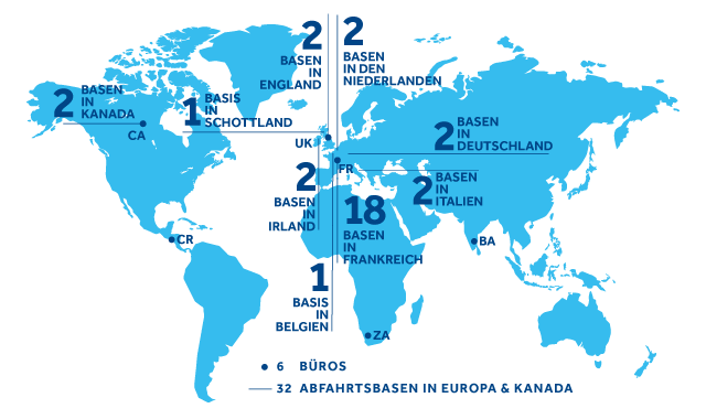 Le Boat – Büros und Basen weltweit