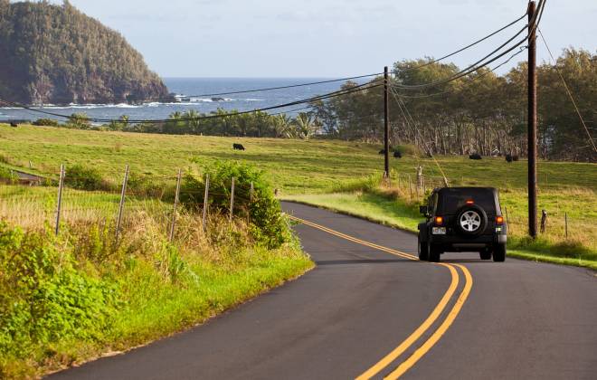 a view of the side of a road
