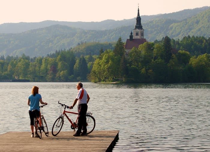 Cycling in Lake Bled