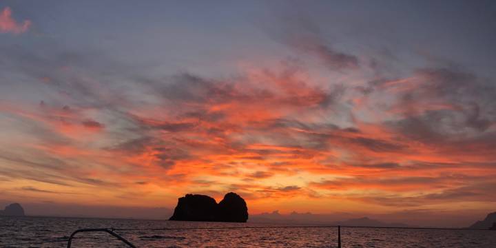 Red-orange sunset in Thailand