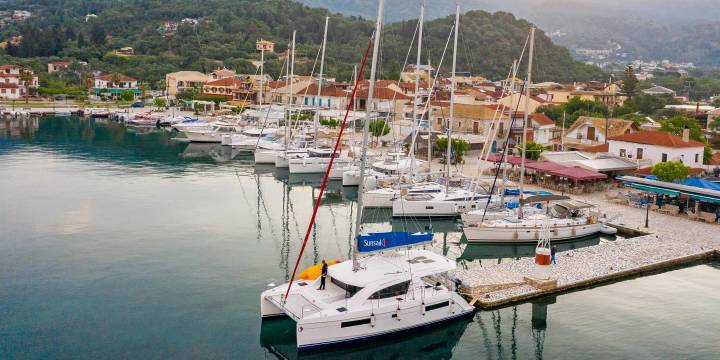 Sunsail Catamaran Anchored at Corfu Island Greece