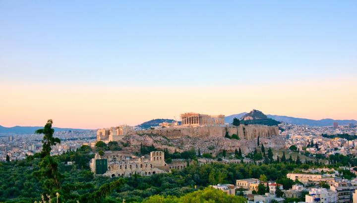 Athens Greece, Parthenon and Acropolis panoramic view