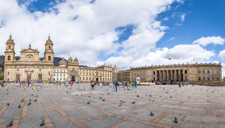 Panoramic view of Bolivar Square, Bogota, Colombia, South America