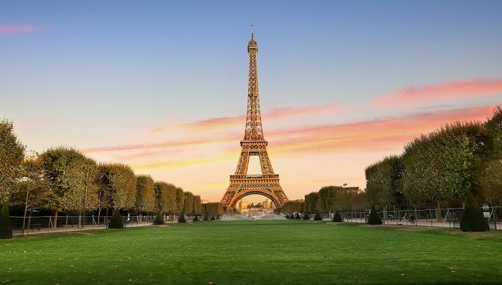 Eiffel Tower on Champs de Mars in Paris, France