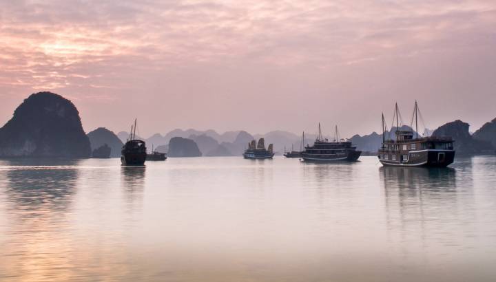Beautiful Sunset in Halong Bay, Vietnam
