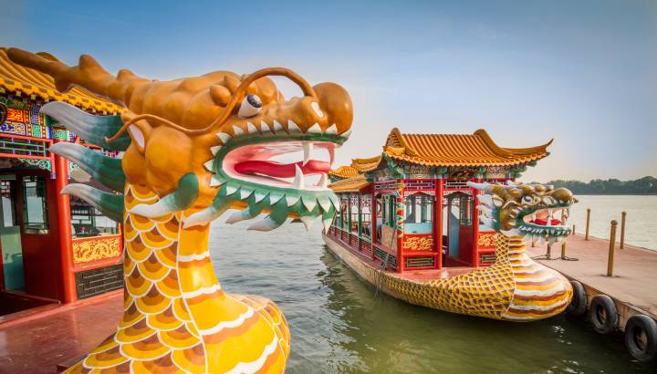 Enchanting Travels China Tours Dragon boat on the Kunming Lake, Beijing, China