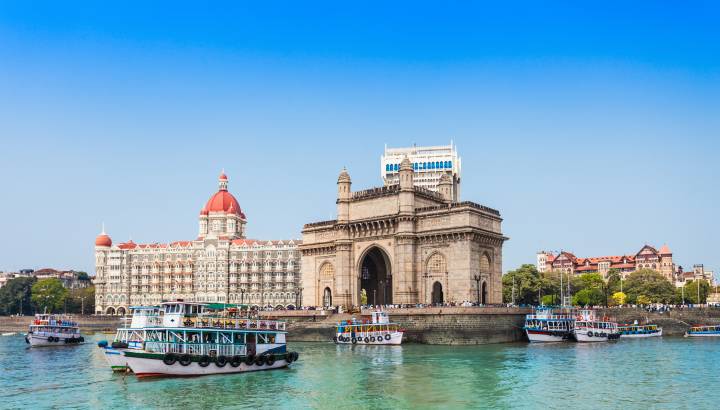 Enchanting Travels India Tours - Gateway of India and boats as seen from the Mumbai Harbour