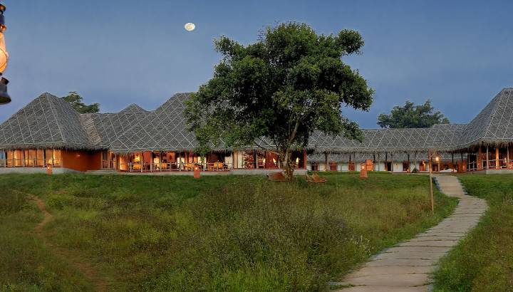 Exterior view of Evolve Back Kuruba Safari Lodge Hotel in Nagarhole, South India