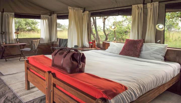 Guest tent at Serengeti Wilderness Camp in Central Serengeti, Tanzania
