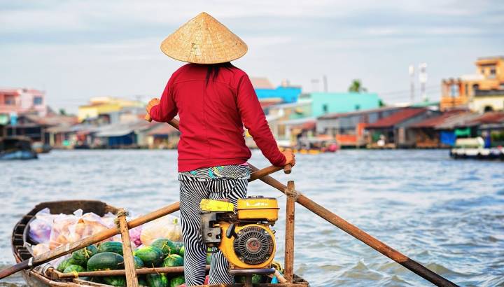 Enchanting Travels Vietnam Tours Floating market at the Mekong in Can Tho, Vietnam
