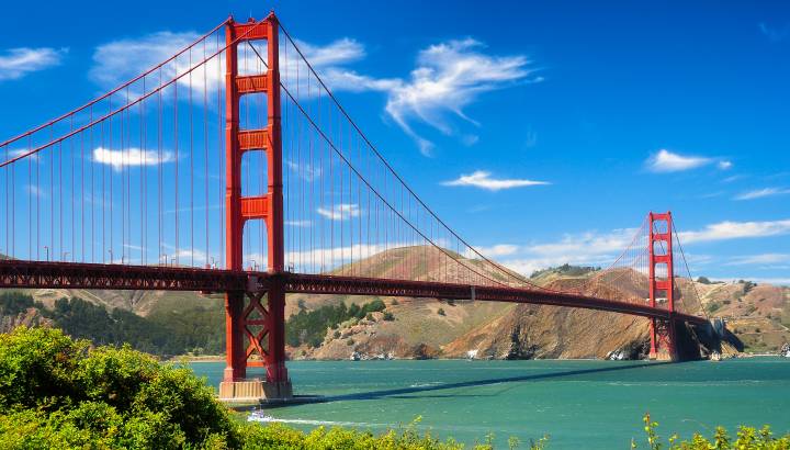 Golden gate bridge vivid day landscape, San Francisco