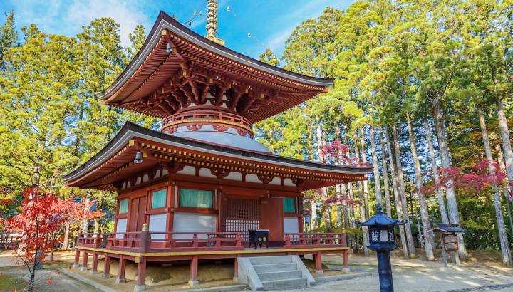 Pagoda of Kongozanmaiin at Danjo Garan Temple in Koyasan area in Wakayama, Japan