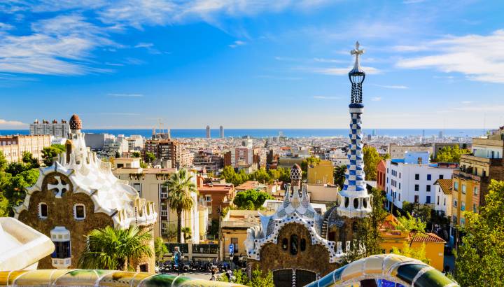Park Guell in Barcelona, Spain on a sunny day