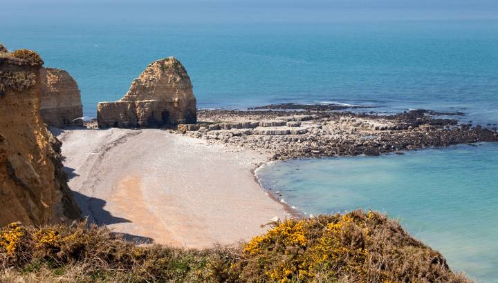 Point du Hoc, one of the Normandy D-day beaches in World War II, France, Europe