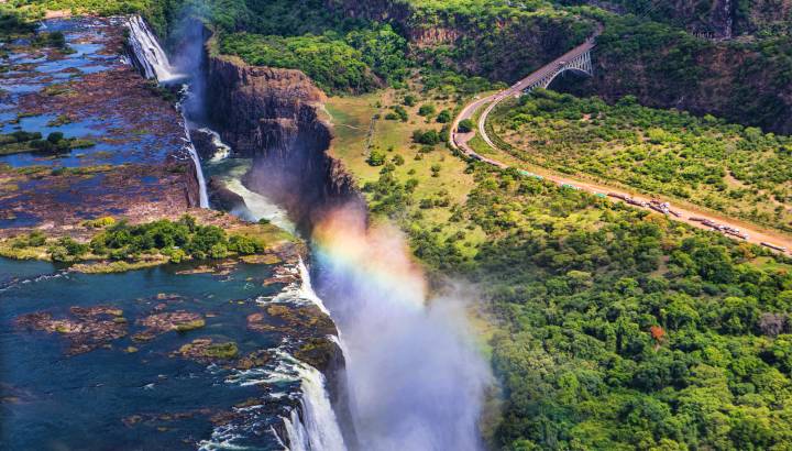 Rainbow over Victoria Falls in Zimbabwe, Africa - Africa Safari and Seychelles Tour