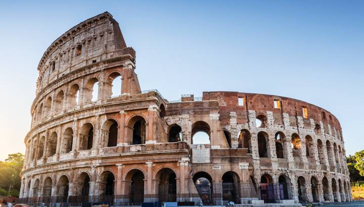 Rome, Italy. The Colosseum or Coliseum at sunrise