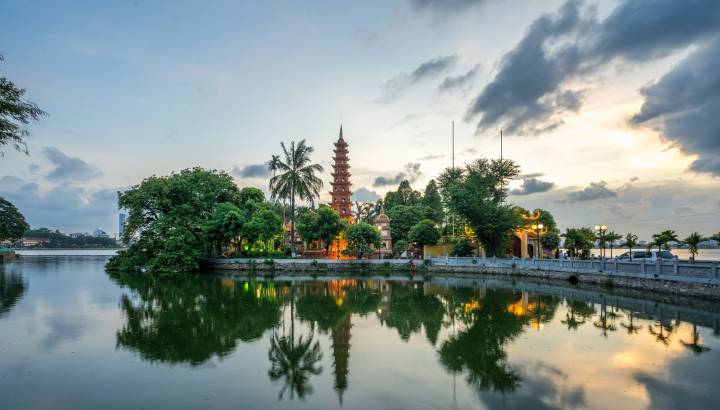 Tran Quoc pagoda, the oldest temple in Hanoi, Vietnam