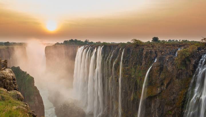 Victoria Falls sunset, View from Zambia, shutterstock_198156398