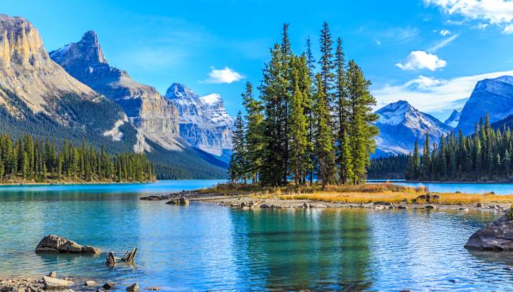Spirit Island in Maligne Lake, Jasper National Park, Alberta, Canada