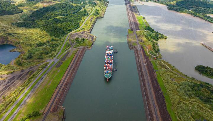 Panama Canal Canal Locks Maritime Transit Container Ship Gatun Lake